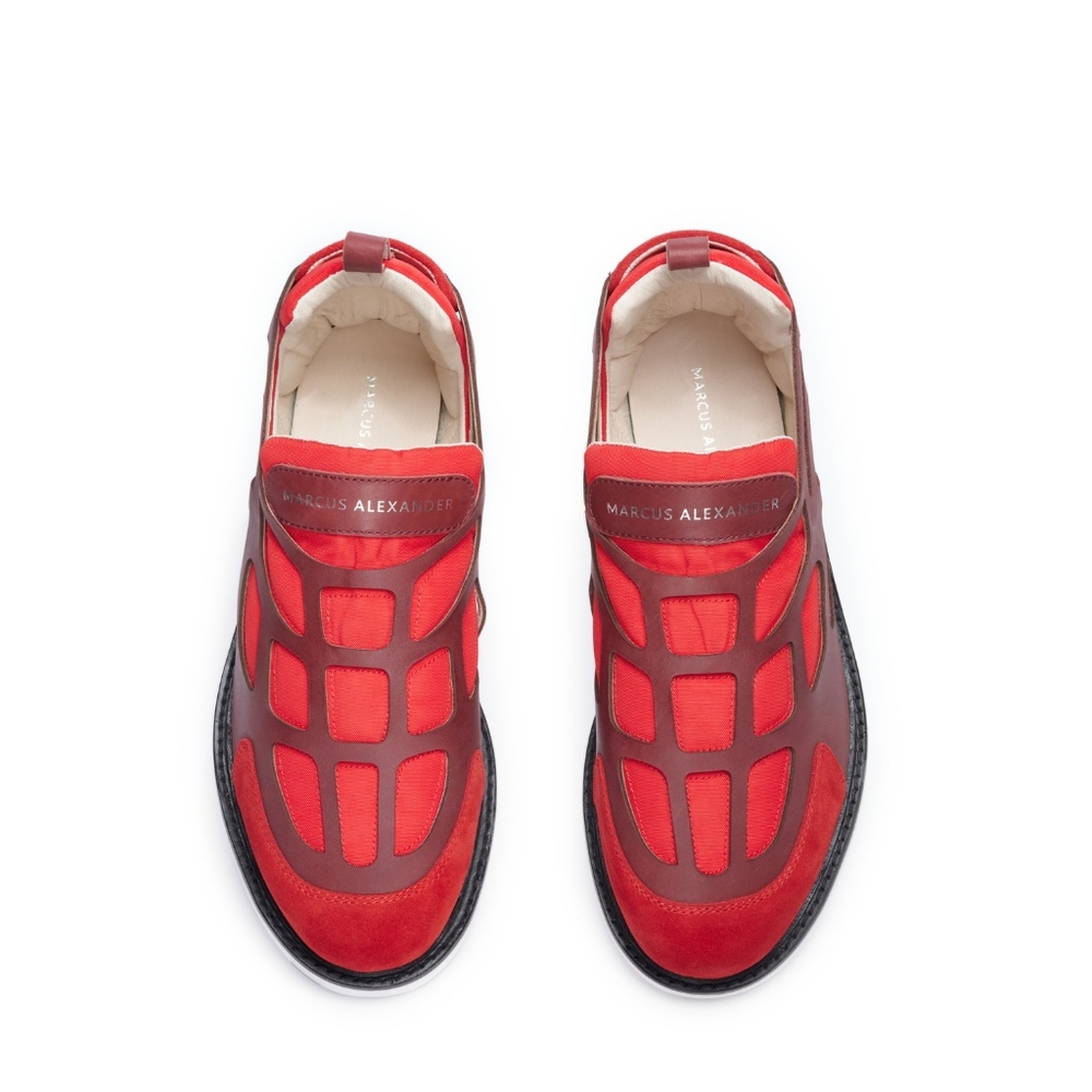 ✨Marcus Alexander Ehlo Red Low Top Sneaker Men’s size 13 Genuine Leather $365 - Picture 4 of 9